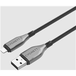 CYGNETT USB-A to LIGHTNING Armoured 2 Metre Cable Black